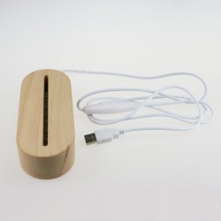 145mm oval Birch wood 7 colour USB LED light base